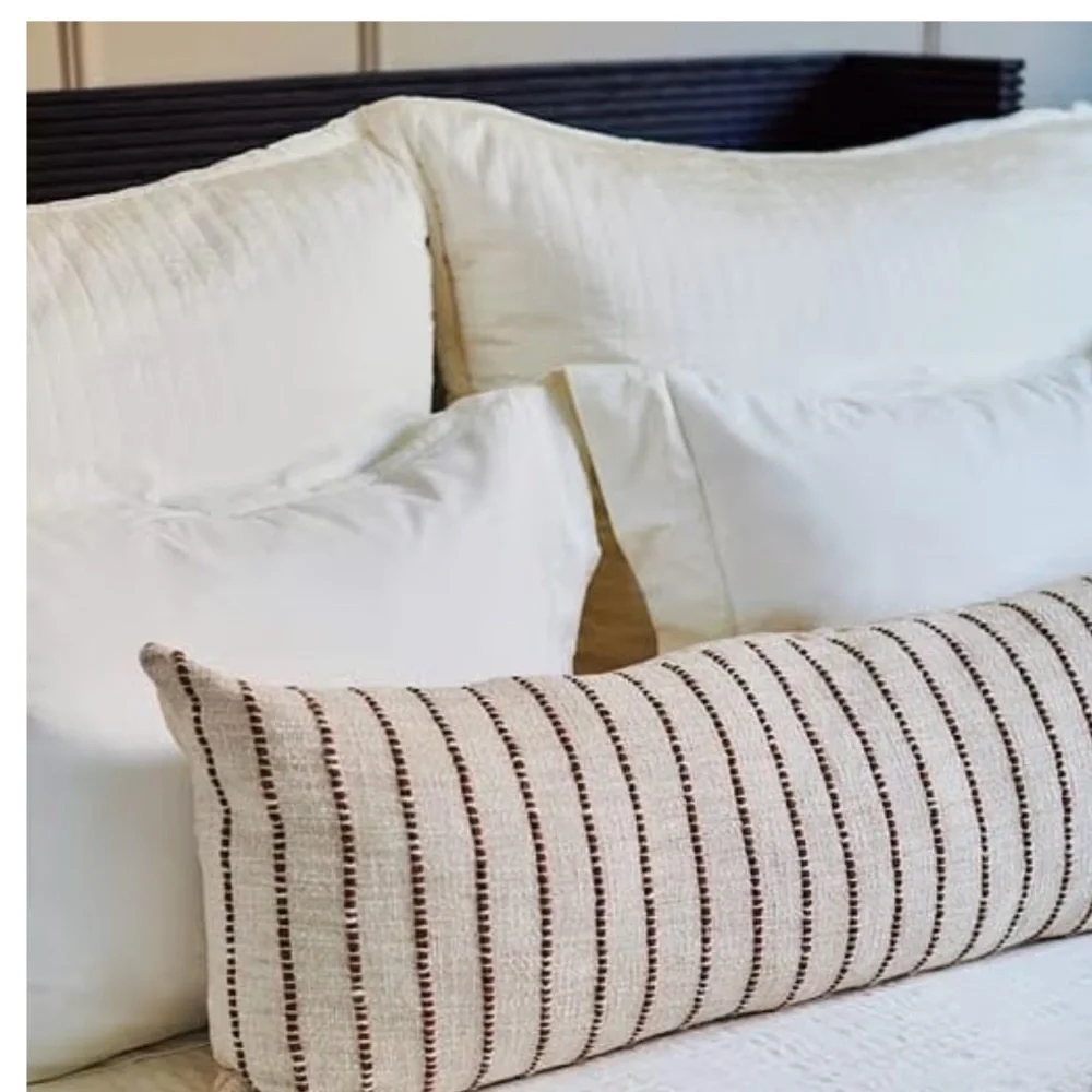 Pom Pom at Home Cream & Brown Striped Pillow case designed for Jojo Body pillow